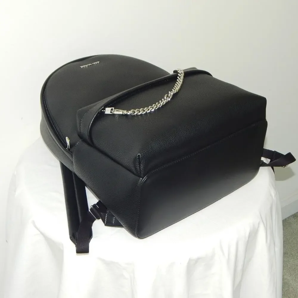 NWT Michael Kors SLATER MK Logo Laptop Compatible Chain Large Backpack Black